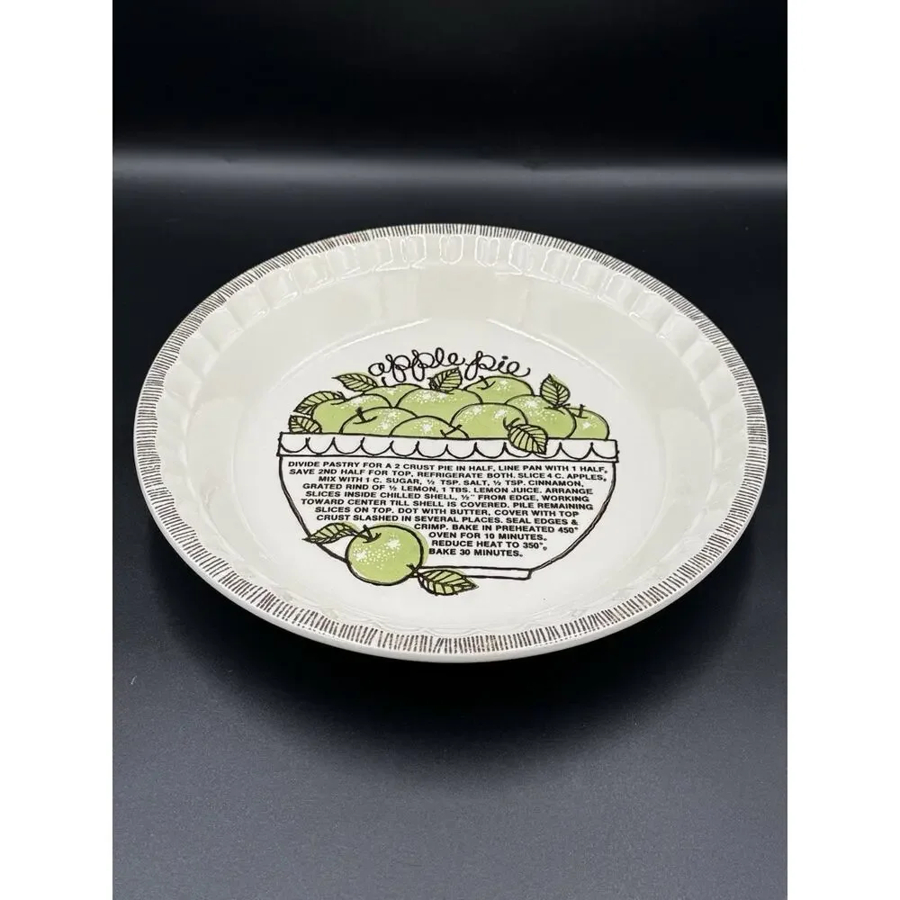 Vintage Royal China Country Harvest Apple Pie Recipe Pie Plate 10” Ironstone USA